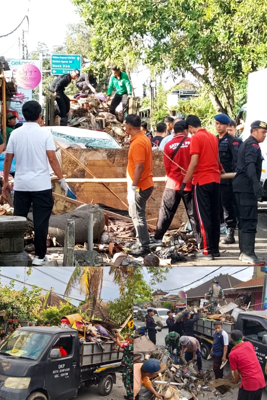 Semangat gotong royong di Kecamatan Denpasar Timur pasca bencana banjir 